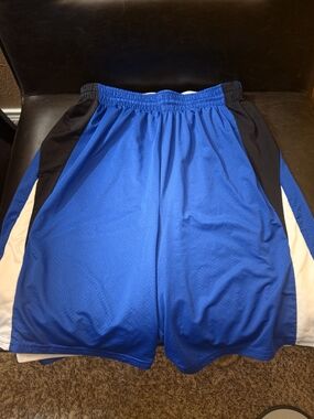 High Five Men's Athletic Mesh Shorts in Blue, Black, and White Colorblock Sz M